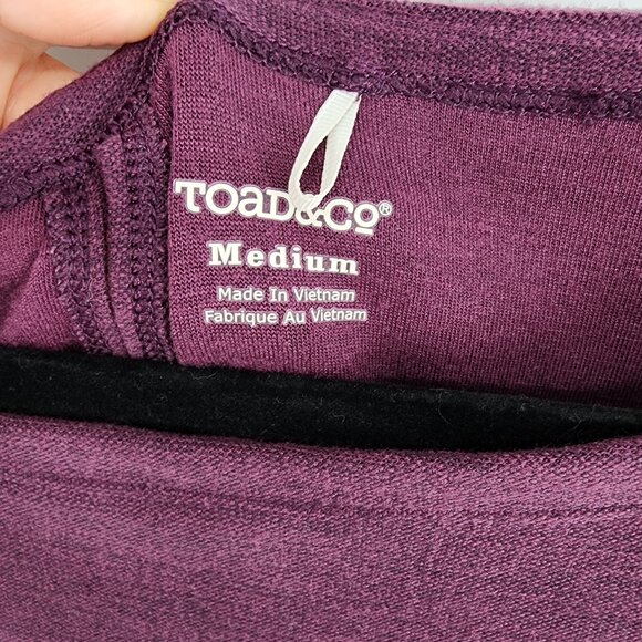 3/$25 70 Toad & Co Intermosso Dress M Long Sleeve Pockets Boat Neck Burgundy Red - Picture 5 of 12